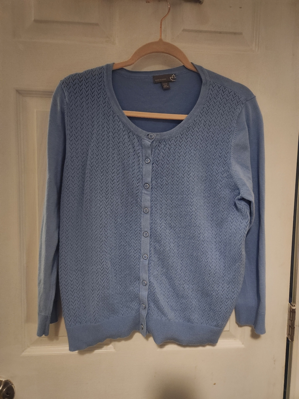 Light Blue Women's Button-Up Knit Cardigan